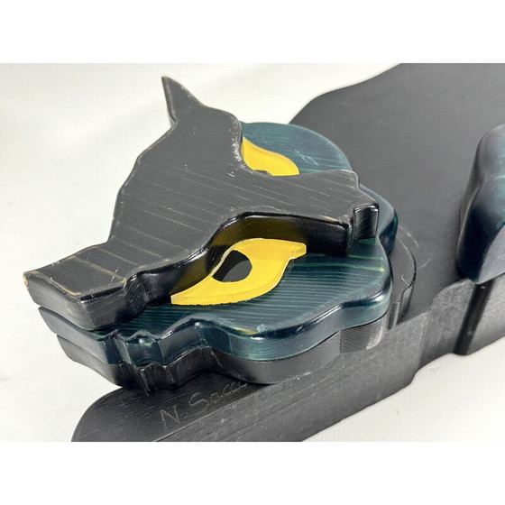 Image 1 of Schwarze Panther-Skulptur aus dickem Holz, Italien 1980