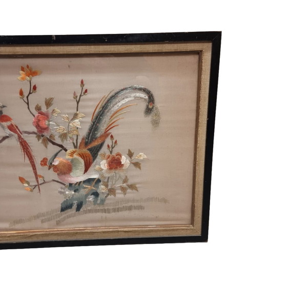 Image 1 of Vintage asiatische Handstickerei auf Seide