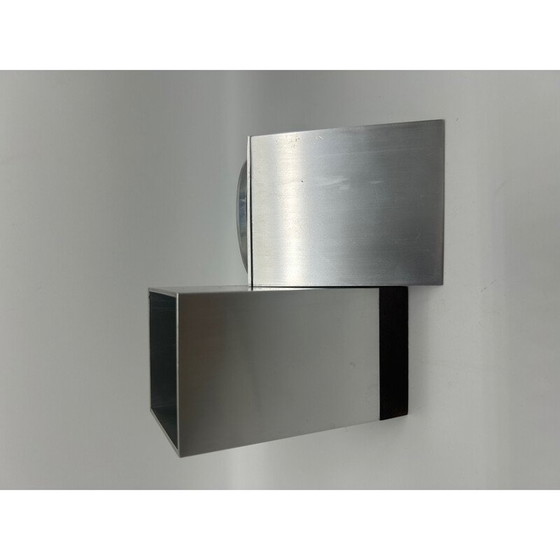 Image 1 of Vintage Bleistifthalter aus gebürstetem Metall und Holz, 1970