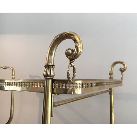 Image 1 of Messing- und Glastisch auf Rädern von Jasen, Frankreich 1940