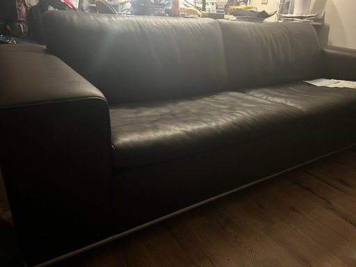 Ds-3 Sofa 4Sitzer. Cigarro Leder. Epoxy Silber Basis