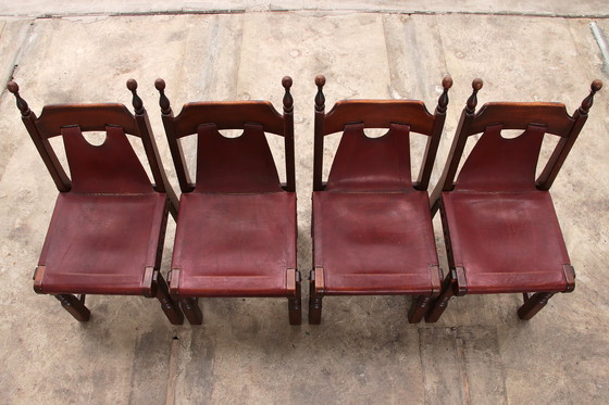 Image 1 of Spanischer Stuhl: Rustikales Design mit Sattelleder 4er Set