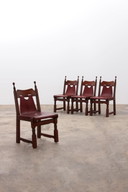 Spanischer Stuhl: Rustikales Design mit Sattelleder 4er Set