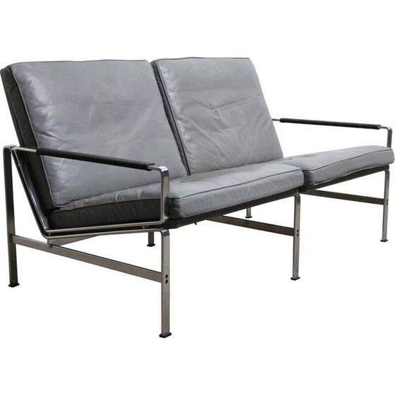 Image 1 of Vintage FK 6720 schwarzes Ledersofa, Fabricius und Kastholm für Kill International - 1960s