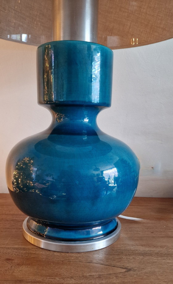 Image 1 of 70S Italienische Keramik Tischlampe Rimini Blau