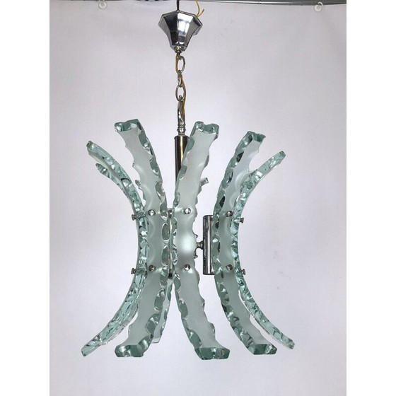 Image 1 of Vintage-Kronleuchter aus geschliffenem Glas von Zero Quattro, Italien 1970