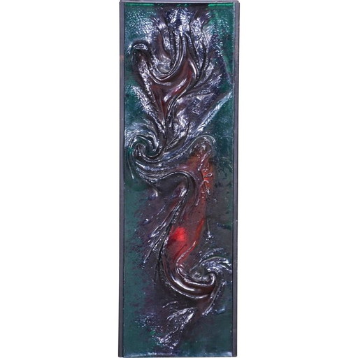 Mid Century Hängeleuchte aus Glas und Stahl, 1950er Jahre