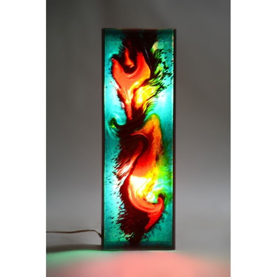 Image 1 of Mid Century Hängeleuchte aus Glas und Stahl, 1950er Jahre