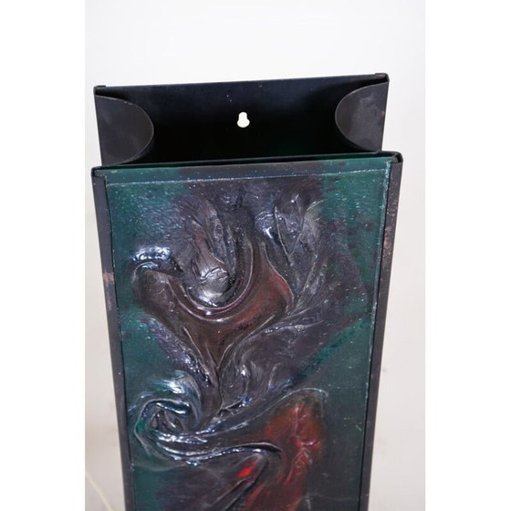 Image 1 of Mid Century Hängeleuchte aus Glas und Stahl, 1950er Jahre