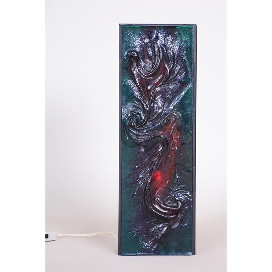 Image 1 of Mid Century Hängeleuchte aus Glas und Stahl, 1950er Jahre