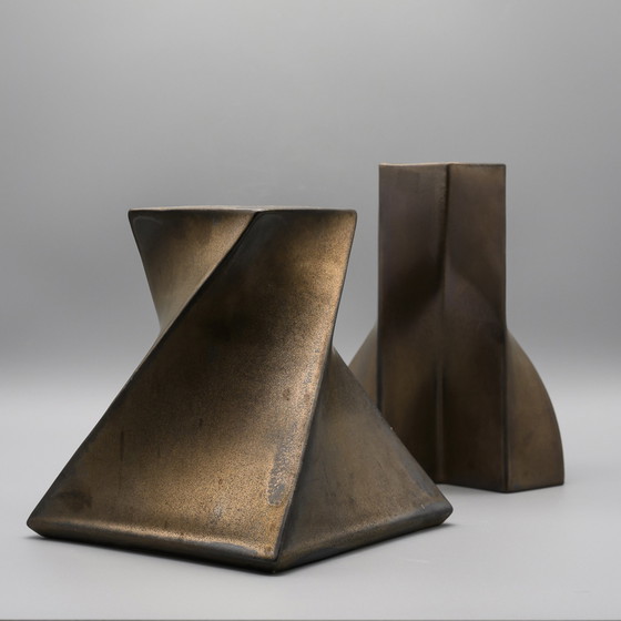 Image 1 of Jan van der Vaart Studio Keramik Kunsthandwerkliche Töpferei Vase 1979 & Kerzenständer 1978