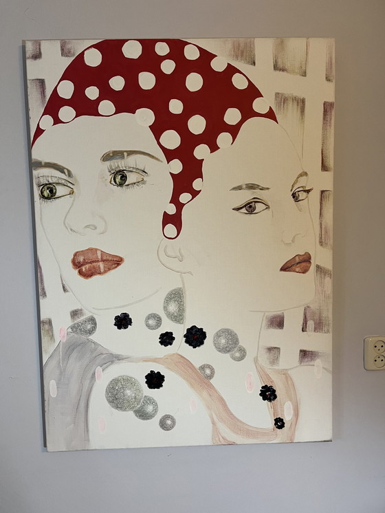 Image 1 of Nicola Rozemeijer - Porträts in gemischter Technik auf Leinen in Aluminiumrahmen.