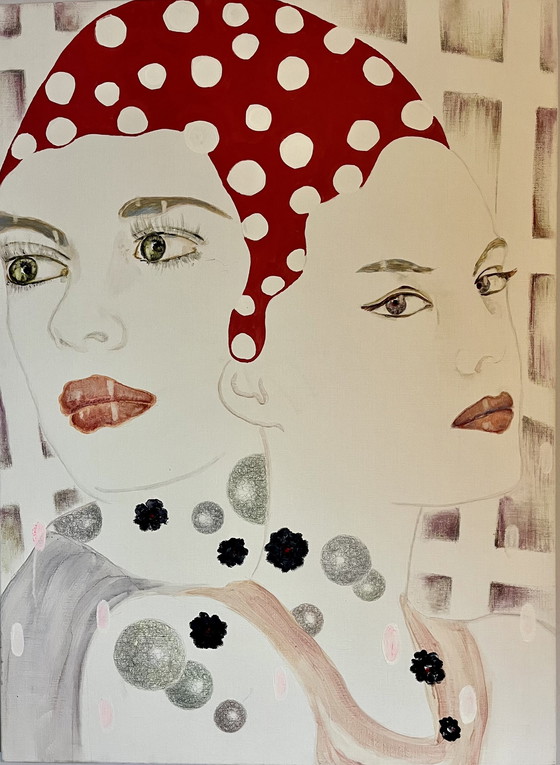 Image 1 of Nicola Rozemeijer - Porträts in gemischter Technik auf Leinen in Aluminiumrahmen.