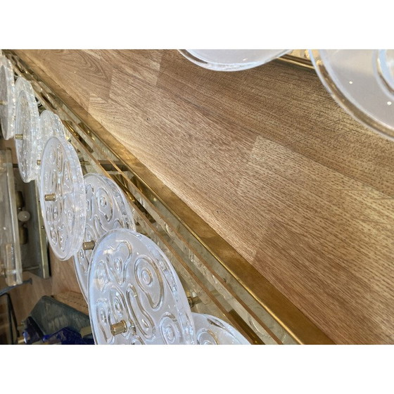 Image 1 of Paar alte Wandlampen aus Messing und Muranoglas in Gold und Weiß, 1970