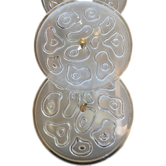 Image 1 of Paar alte Wandlampen aus Messing und Muranoglas in Gold und Weiß, 1970