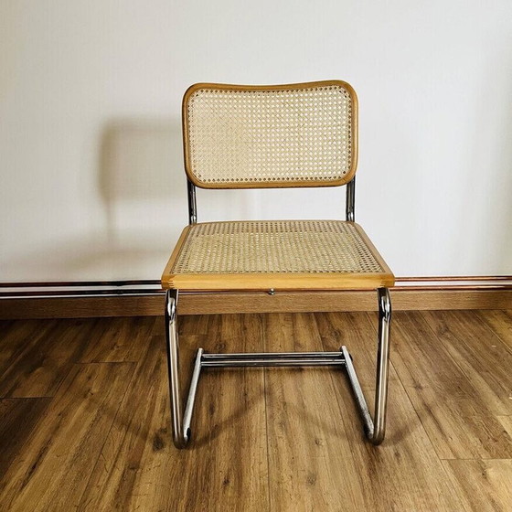 Image 1 of Vintage B32 Stuhl aus Chromstahl und Rohrgeflecht von Marcel Breuer, Italien