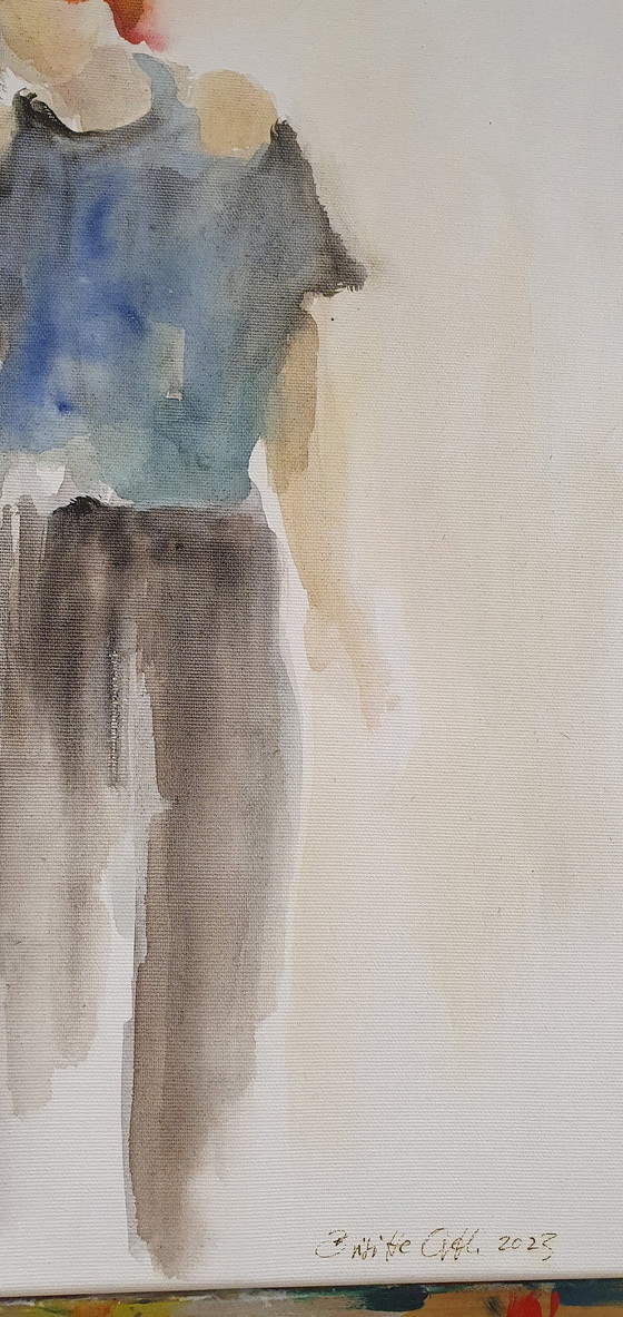 Image 1 of "Freundinnen" Aquarell Auf Leinwand