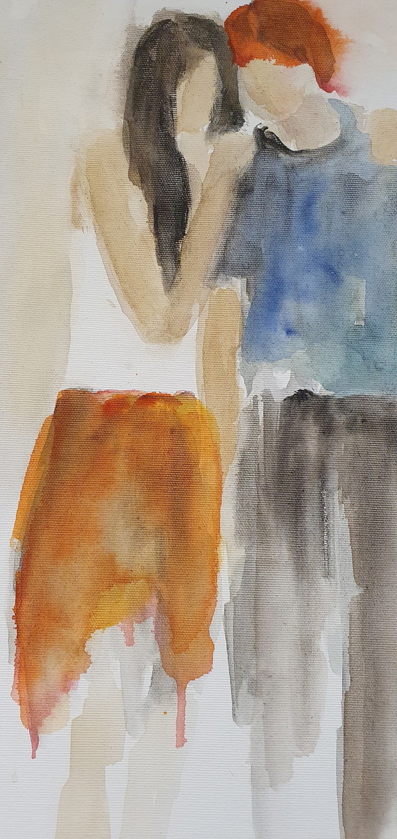 Image 1 of "Freundinnen" Aquarell Auf Leinwand