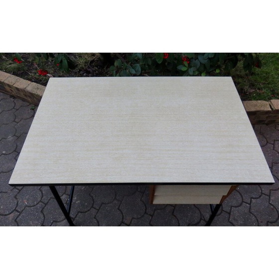 Image 1 of Vintage Schreibtisch mit 3 Schubladen aus Metallrohr, Frankreich 1950