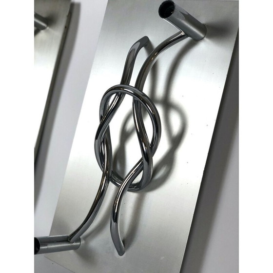 Image 1 of Paar alte Aluminium- und Chromleuchten von Giacomo Benevelli, Italien 1970
