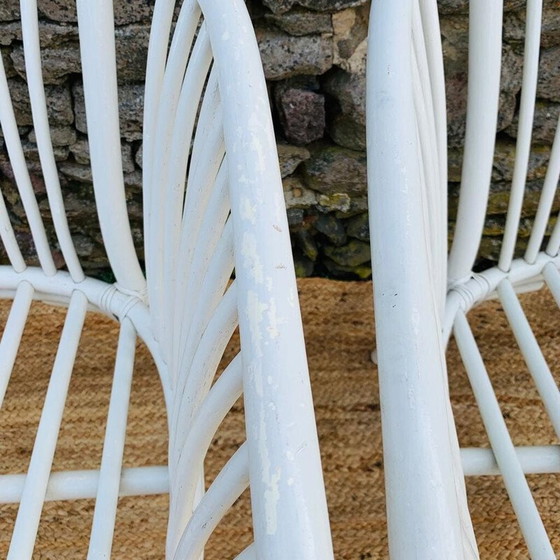 Image 1 of Weiße Rattan-Wohnzimmergarnitur im Vintage-Stil, 1970