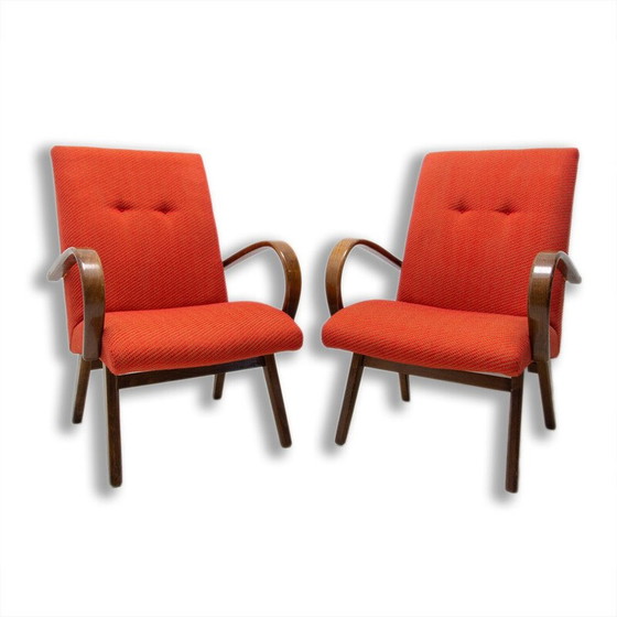 Image 1 of Paar Sessel aus Buchenholz aus der Mitte des Jahrhunderts von Jaroslav Šmídek, Tschechoslowakei 1970er Jahre