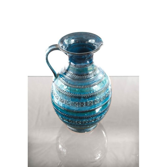 Image 1 of Vintage-Vase aus blau glasierter Keramik von Aldo Londi für Bitossi, 1960er Jahre