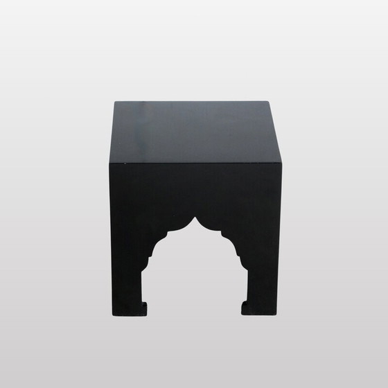 Image 1 of Paar Vintage Couchtische aus schwarz lackiertem Holz mit orientalischem Dekor, Frankreich 1980