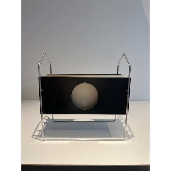 Image 1 of Verchromter Zeitschriftenständer aus Metall, Frankreich 1970