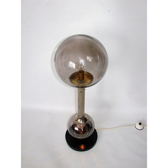 Image 1 of Vintage Tischlampe aus vernickeltem Stahl und Glas, 1970er Jahre
