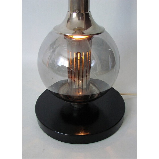 Image 1 of Vintage Tischlampe aus vernickeltem Stahl und Glas, 1970er Jahre