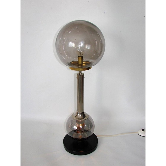 Image 1 of Vintage Tischlampe aus vernickeltem Stahl und Glas, 1970er Jahre