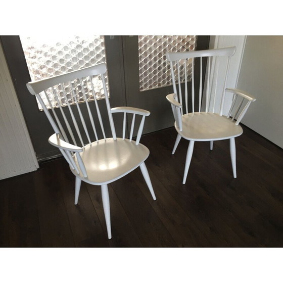 Image 1 of Paar Vintage-Sessel mit weißen Stämmen, 1950