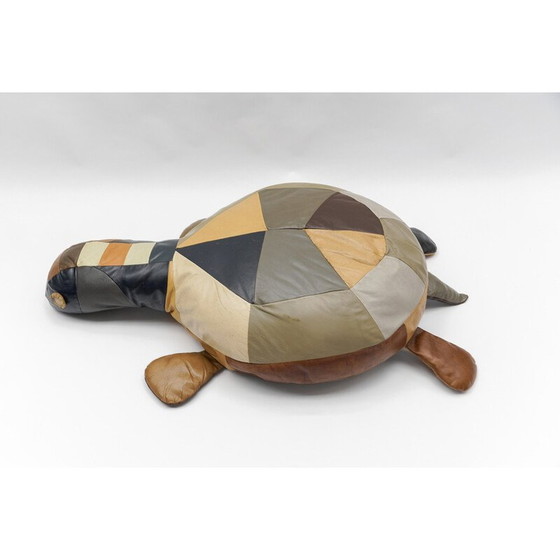 Image 1 of Satz von 3 Vintage-Schildkrötenhockern aus Leder, Schweiz 1960