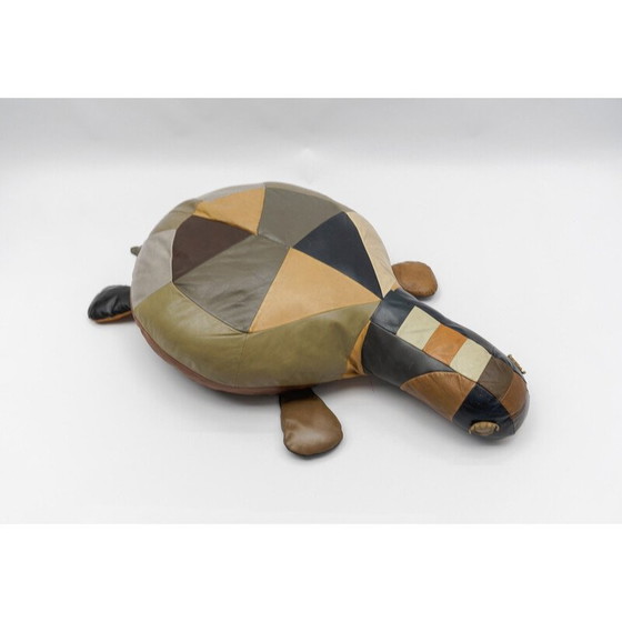 Image 1 of Satz von 3 Vintage-Schildkrötenhockern aus Leder, Schweiz 1960