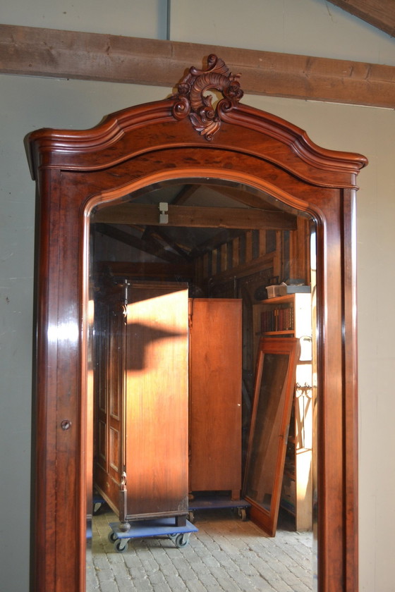 Image 1 of Antiker Mahagoni-Holz-Spiegelschrank, Garderobe