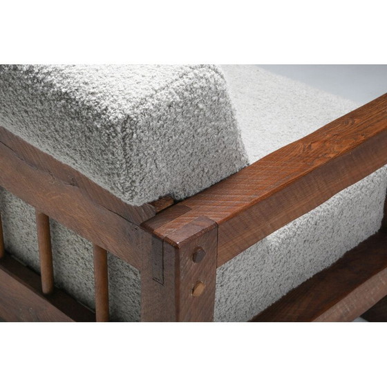 Image 1 of Vintage Rustic 2 Platz Primitive Sofa in Bouclé 1960s