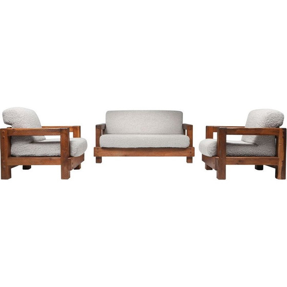 Image 1 of Vintage Rustic 2 Platz Primitive Sofa in Bouclé 1960s