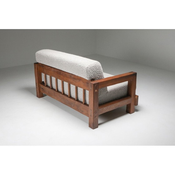 Image 1 of Vintage Rustic 2 Platz Primitive Sofa in Bouclé 1960s