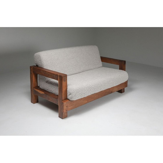 Image 1 of Vintage Rustic 2 Platz Primitive Sofa in Bouclé 1960s