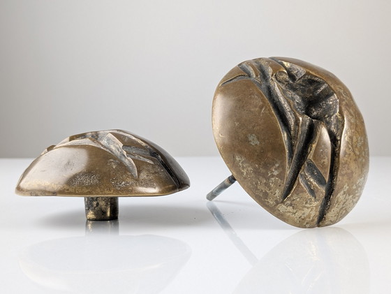 Image 1 of Brutalistische Tür mit Doppelgriff aus Bronze, 1970er Jahre