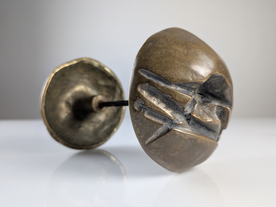 Image 1 of Brutalistische Tür mit Doppelgriff aus Bronze, 1970er Jahre