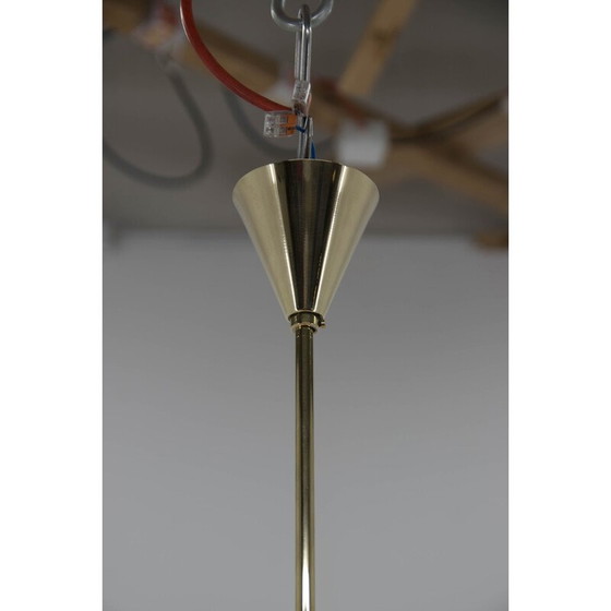 Image 1 of Mid Century Pendelleuchte aus Glas und Messing, 1960er Jahre