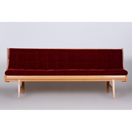 Image 1 of Mid Century Eichenholzsofa mit Polsterung, Tschechoslowakei 1950er Jahre