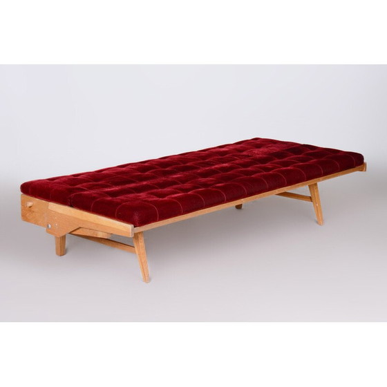 Image 1 of Mid Century Eichenholzsofa mit Polsterung, Tschechoslowakei 1950er Jahre