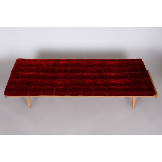 Image 1 of Mid Century Eichenholzsofa mit Polsterung, Tschechoslowakei 1950er Jahre