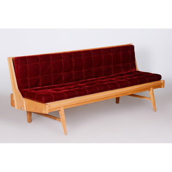 Image 1 of Mid Century Eichenholzsofa mit Polsterung, Tschechoslowakei 1950er Jahre