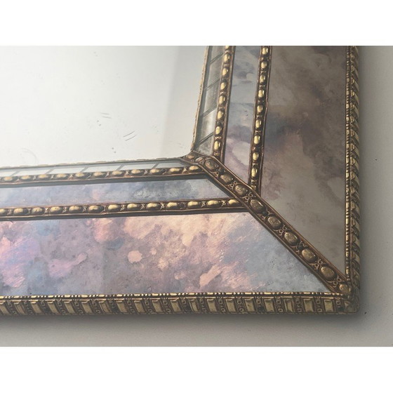 Image 1 of Vintage-Spiegel mit facettenreichen Spiegeln und Messinggirlanden, 1970