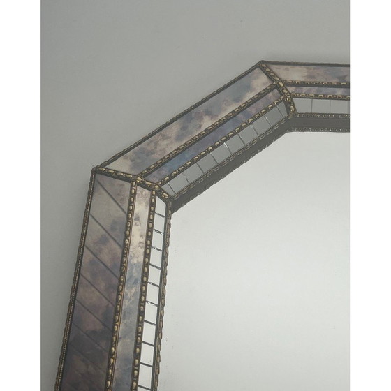 Image 1 of Vintage-Spiegel mit facettenreichen Spiegeln und Messinggirlanden, 1970