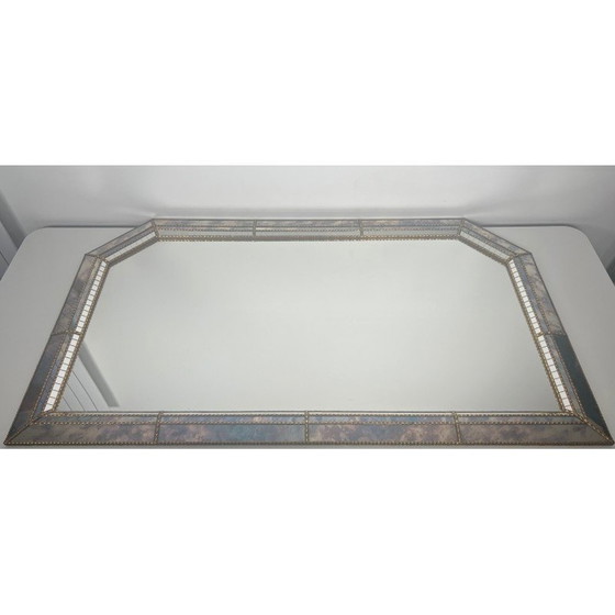 Image 1 of Vintage-Spiegel mit facettenreichen Spiegeln und Messinggirlanden, 1970